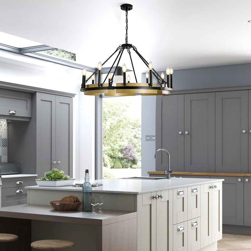 Round Wagon Wheel Chandelier