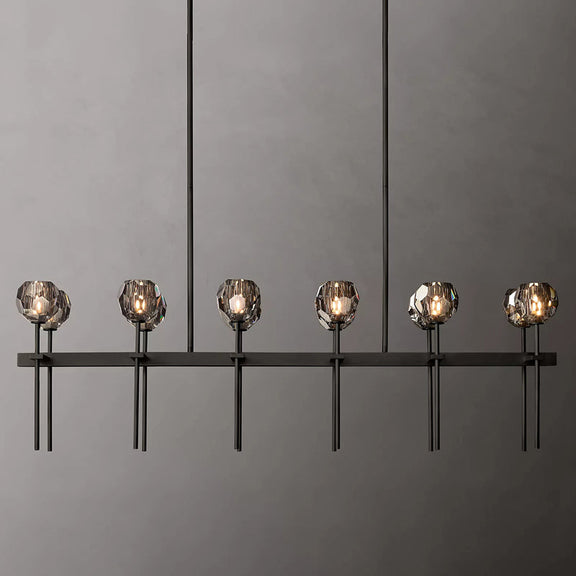 Boule Cristal Double Linear Chandelier 60" - Franing