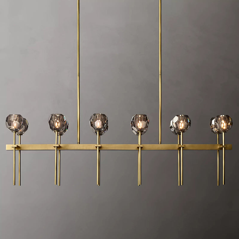 Boule Cristal Double Linear Chandelier 60" - Franing