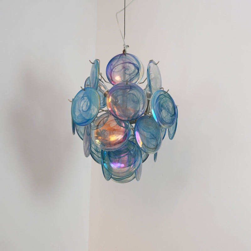 Blue Murano Disc Glass Chandelier
