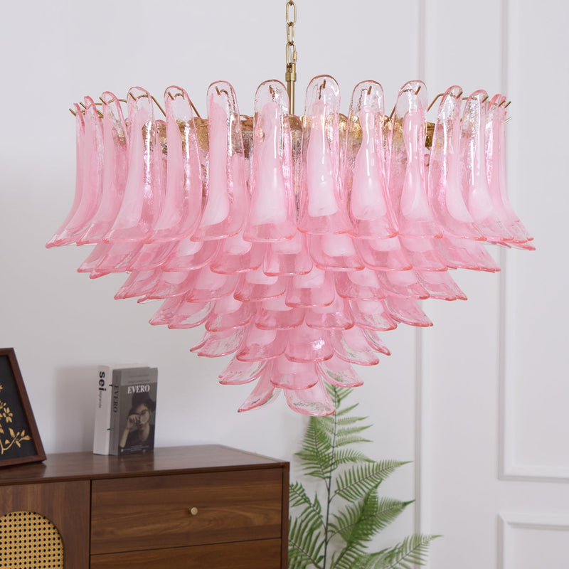 Blush Pink Glass Murano Chandelier