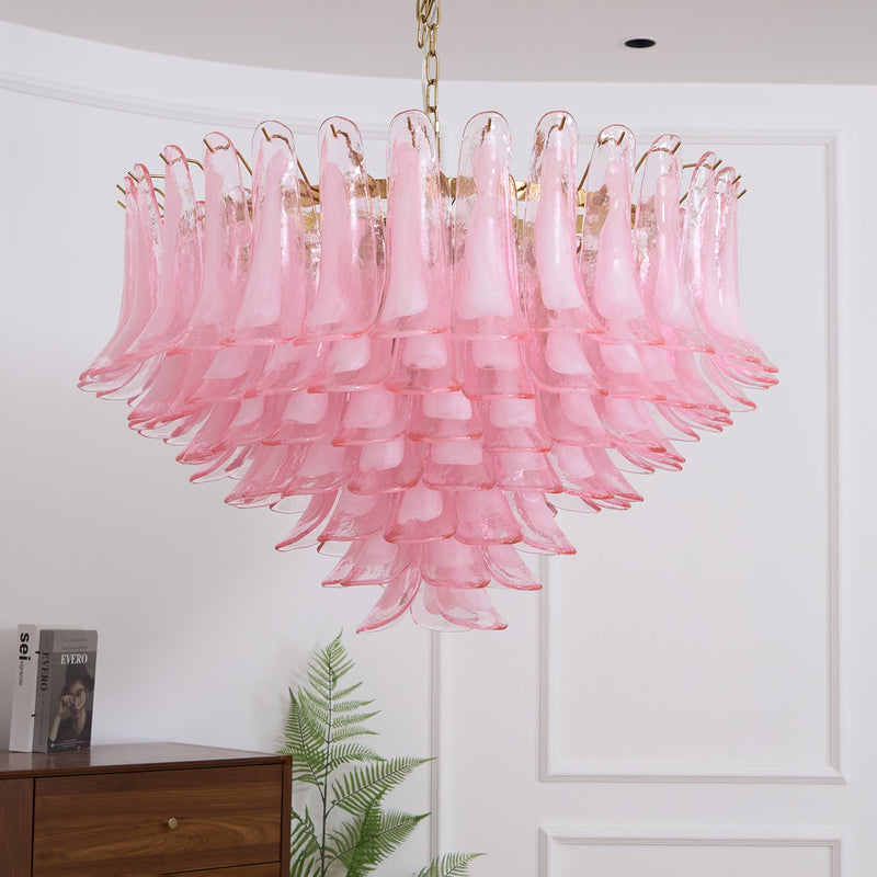 Blush Pink Glass Murano Chandelier