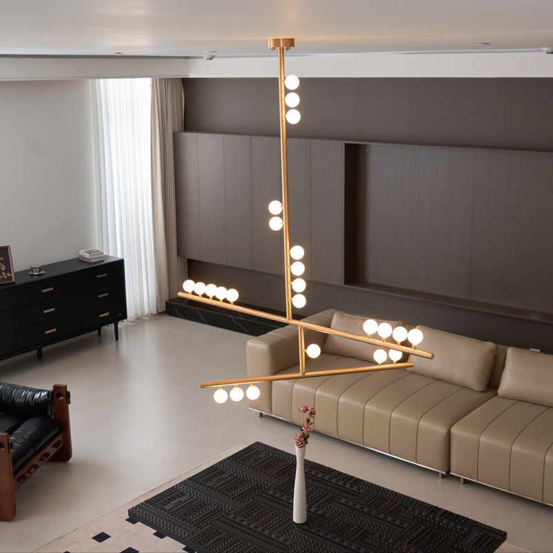 Brass Glass Drop Chandelier