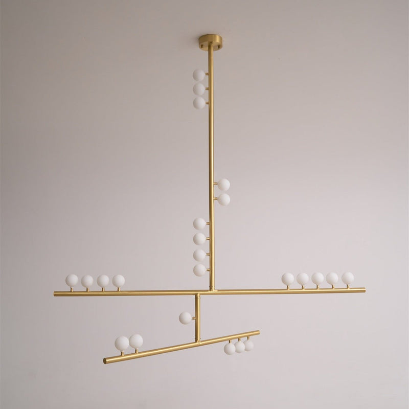 Brass Glass Drop Chandelier