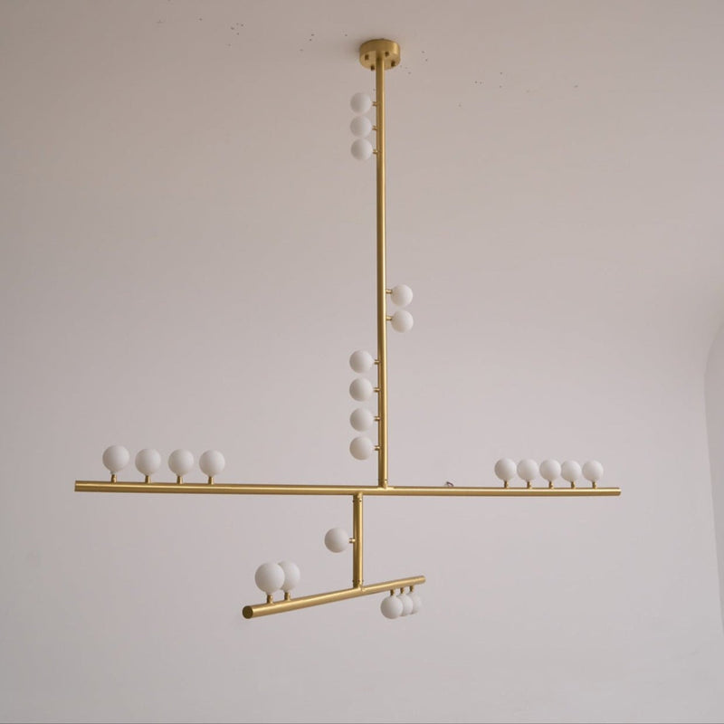 Brass Glass Drop Chandelier