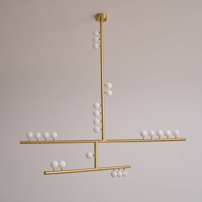 Brass Glass Drop Chandelier