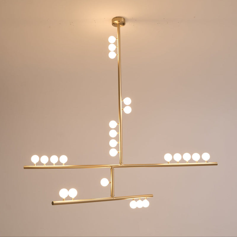 Brass Glass Drop Chandelier