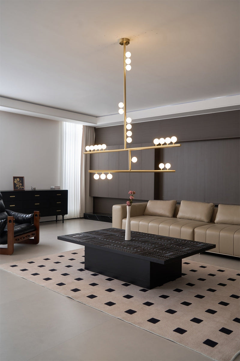 Brass Glass Drop Chandelier