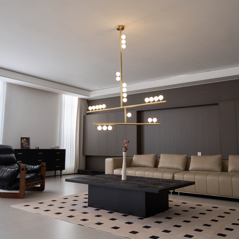 Brass Glass Drop Chandelier