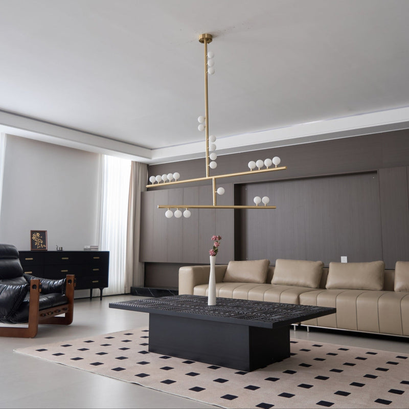 Brass Glass Drop Chandelier