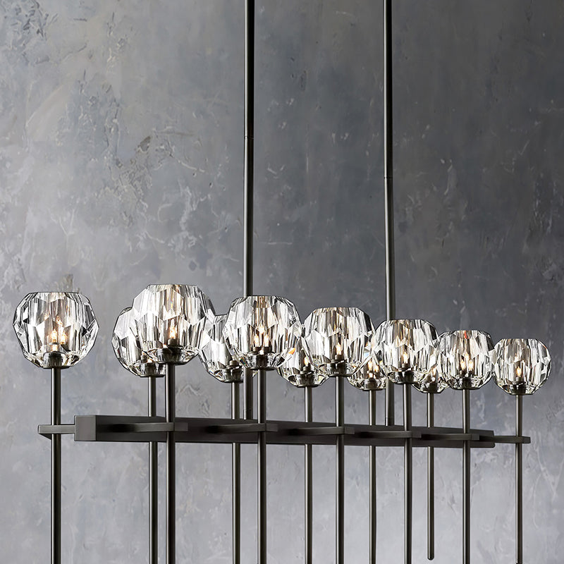 Boule Cristal Double Linear Chandelier 60" - Franing