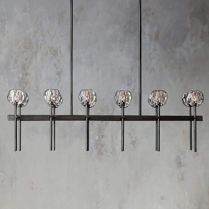 Boule Cristal Double Linear Chandelier 60" - Franing
