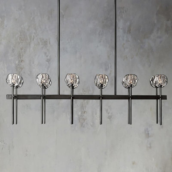 Boule Cristal Double Linear Chandelier 60" - Franing