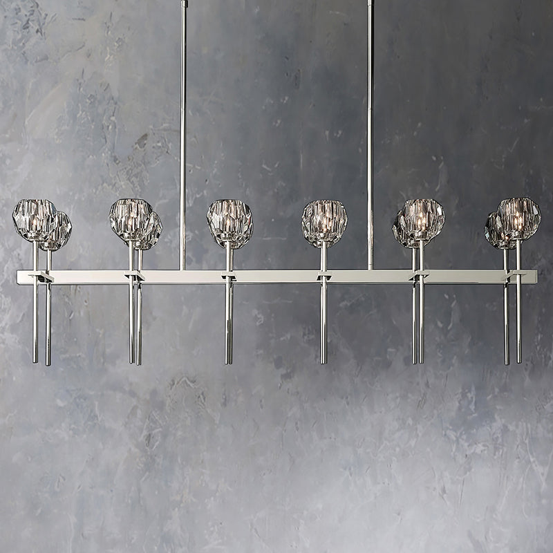 Boule Cristal Double Linear Chandelier 60" - Franing