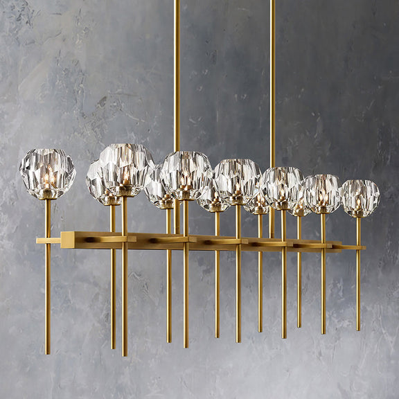 Boule Cristal Double Linear Chandelier 60" - Franing