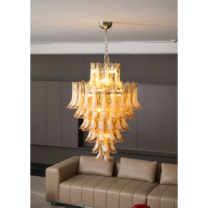 Amber Cloud Murano Glass Petals Chandelier