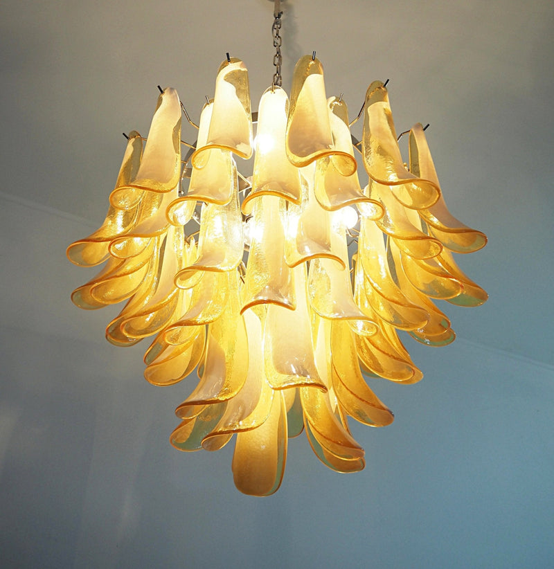 Amber Glass Murano Petals Chandelier