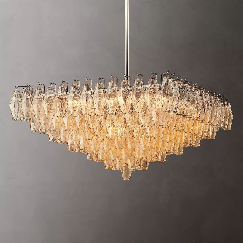 Chiara Glass Multi-Tier Square Chandelier 32"SQ - Franing