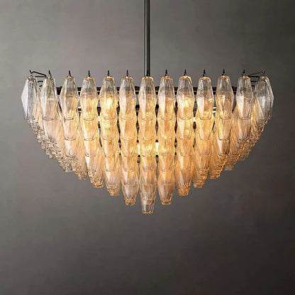 Chiara Glass Multi-Tier Square Chandelier 32"SQ - Franing