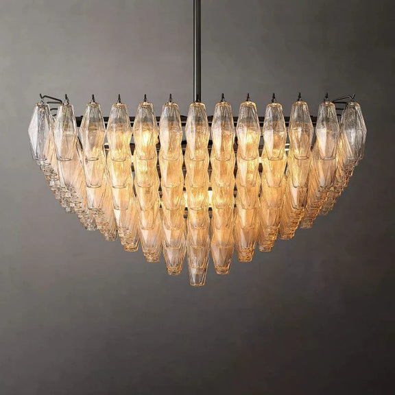 Chiara Glass Multi-Tier Square Chandelier 32"SQ - Franing