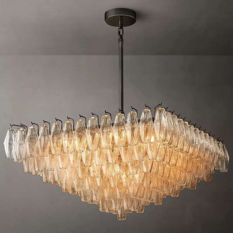 Chiara Glass Multi-Tier Square Chandelier 32"SQ - Franing