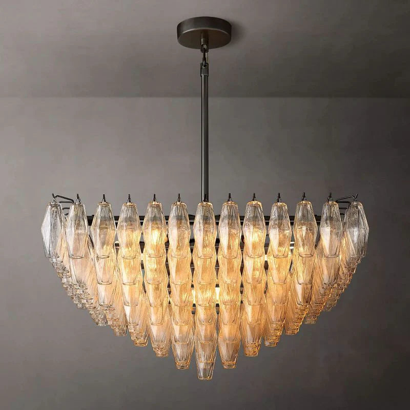 Chiara Glass Multi-Tier Square Chandelier 32"SQ - Franing