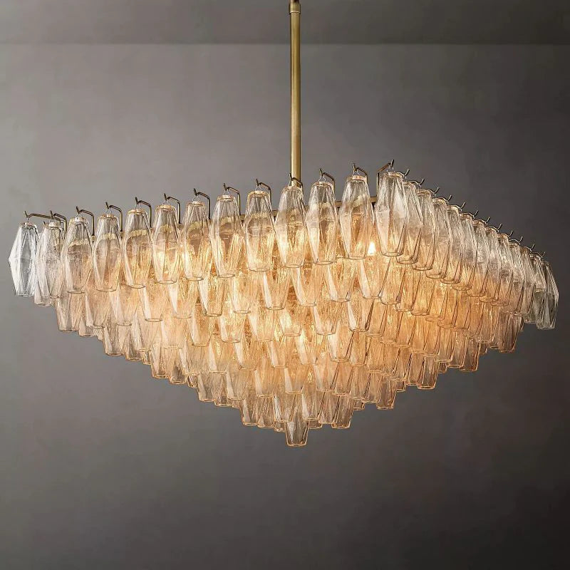 Chiara Glass Multi-Tier Square Chandelier 32"SQ - Franing