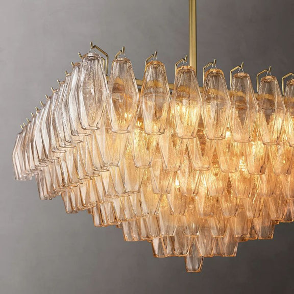 Chiara Glass Multi-Tier Square Chandelier 32"SQ - Franing