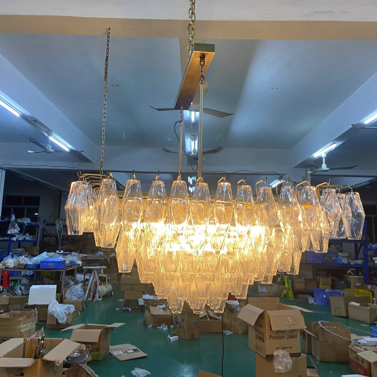 Chiara Glass Multi-Tier Square Chandelier 32"SQ - Franing