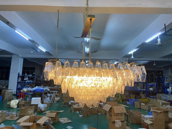 Chiara Glass Multi-Tier Square Chandelier 32"SQ - Franing