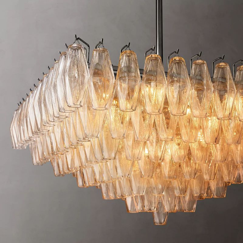 Chiara Glass Multi-Tier Square Chandelier 32"SQ - Franing