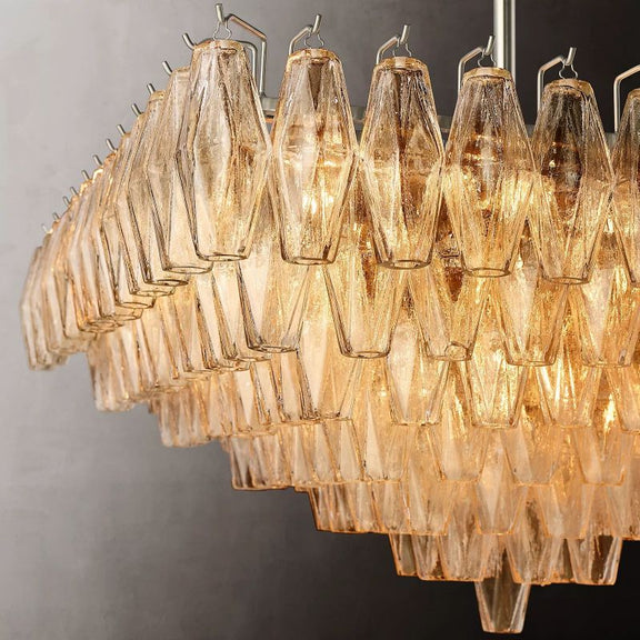 Chiara Glass Multi-Tier Square Chandelier 32"SQ - Franing