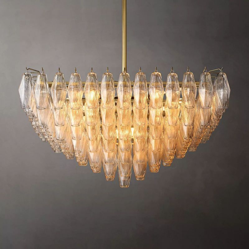 Chiara Glass Multi-Tier Square Chandelier 32"SQ - Franing