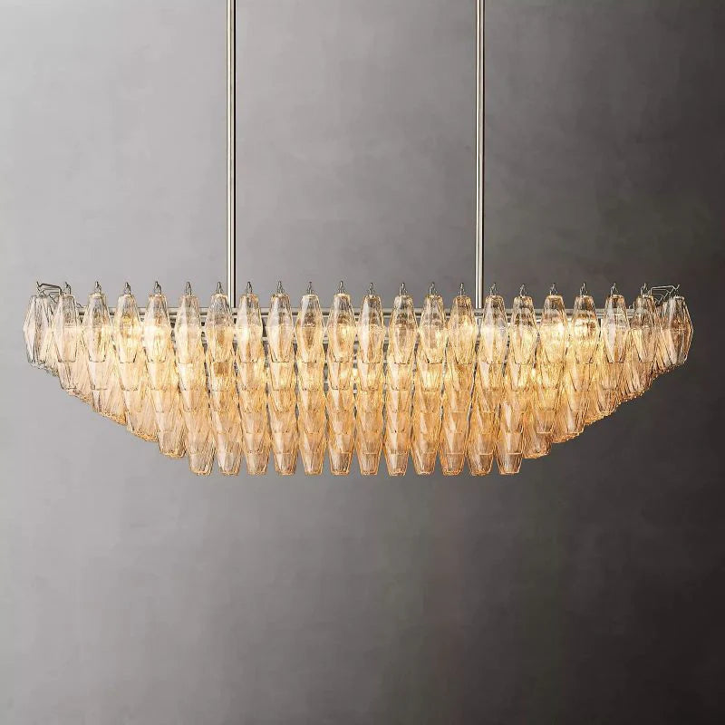 Chiara Glass Multi-Tier Rectangular Chandelier 54"W - Franing