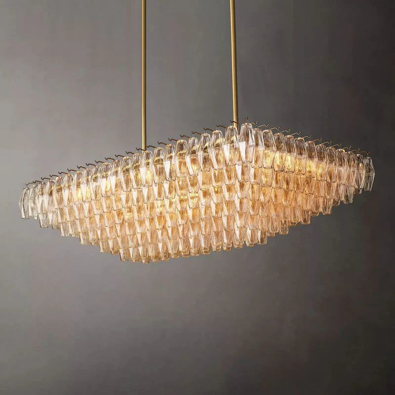 Chiara Glass Multi-Tier Rectangular Chandelier 54"W - Franing