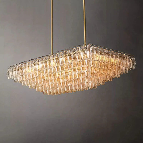 Chiara Glass Multi-Tier Rectangular Chandelier 54"W - Franing