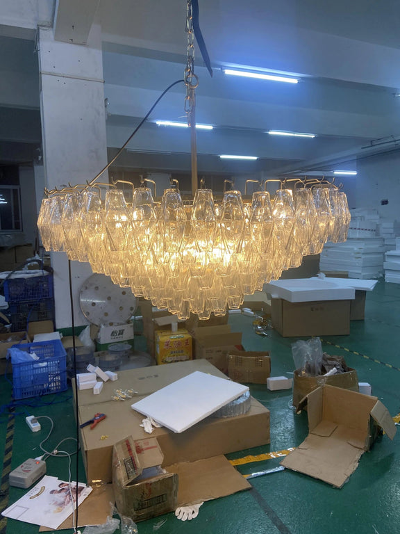 Chiara Glass Multi-Tier Square Chandelier 32"SQ - Franing
