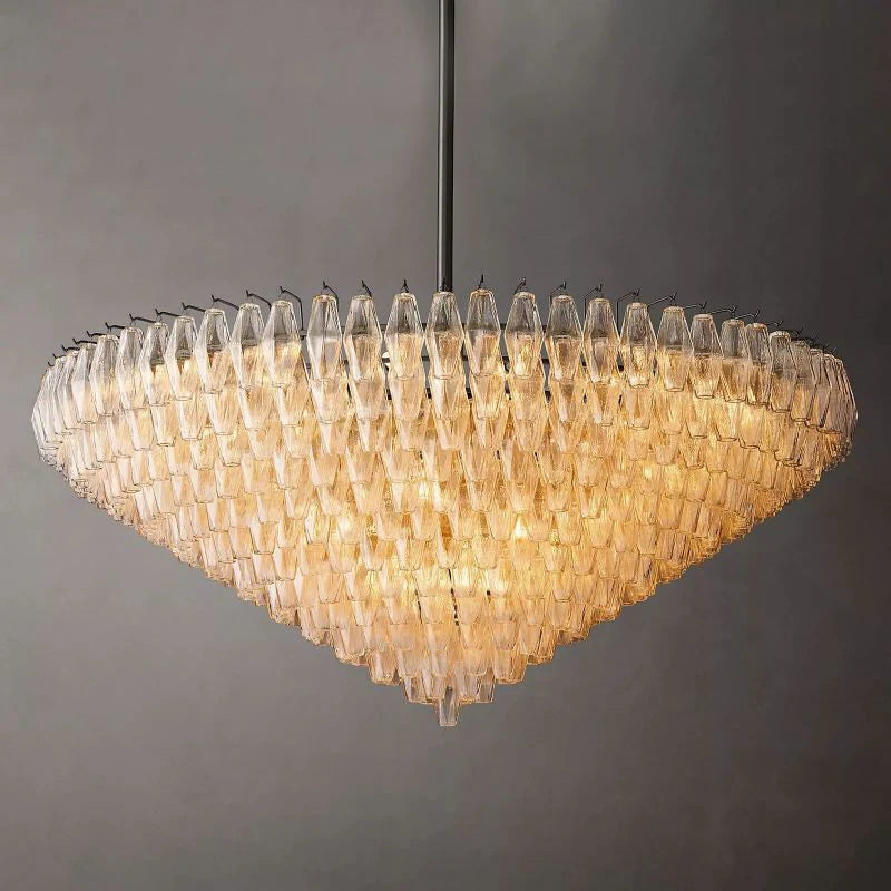 Chiara Glass Multi-Tier Round Chandelier 61" - Franing