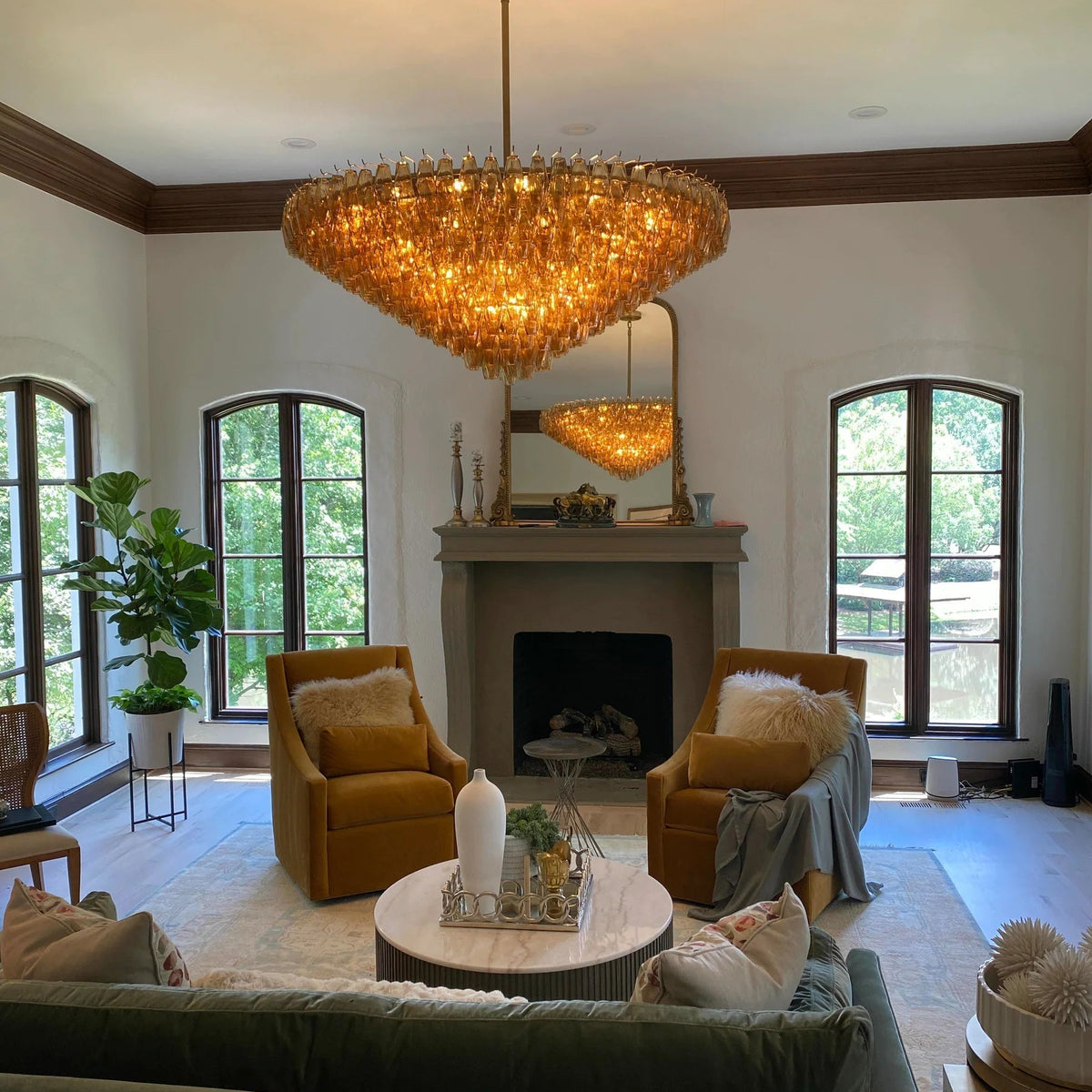 Chiara Glass Multi-Tier Round Chandelier 61" - Franing