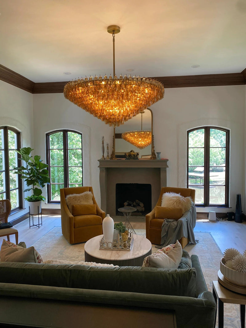 Chiara Glass Multi-Tier Round Chandelier 61" - Franing