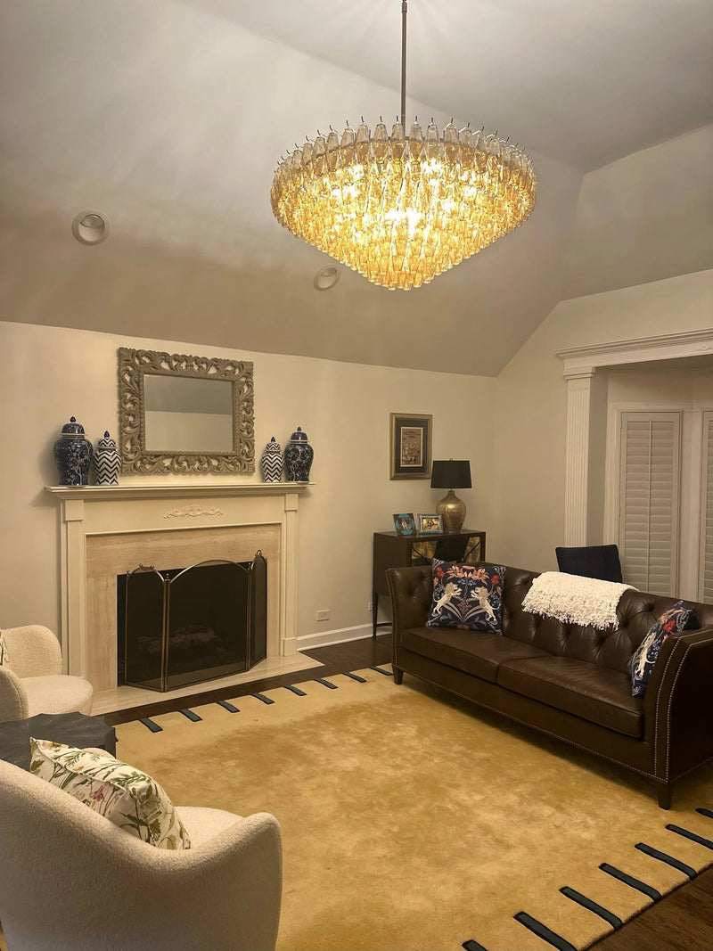 Chiara Glass Multi-Tier Round Chandelier 61" - Franing