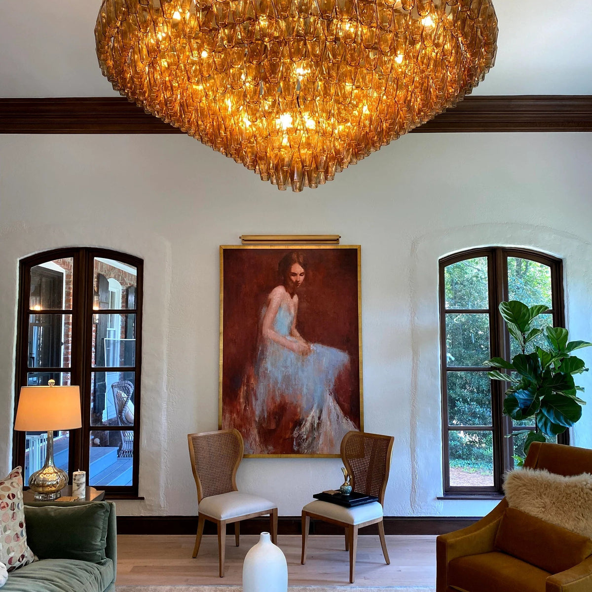 Chiara Glass Multi-Tier Round Chandelier 61" - Franing