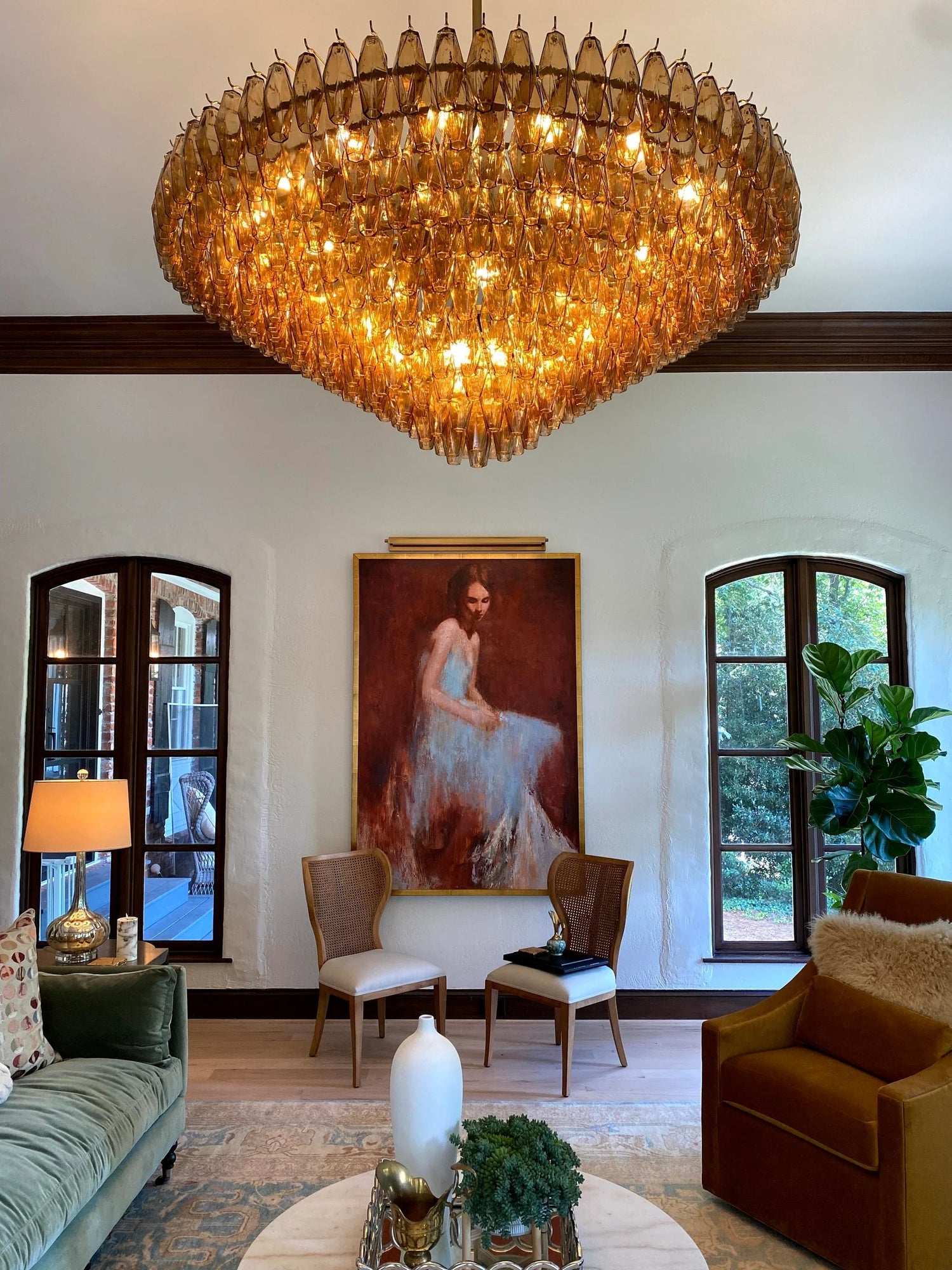 Chiara Glass Multi-Tier Round Chandelier 61" - Franing