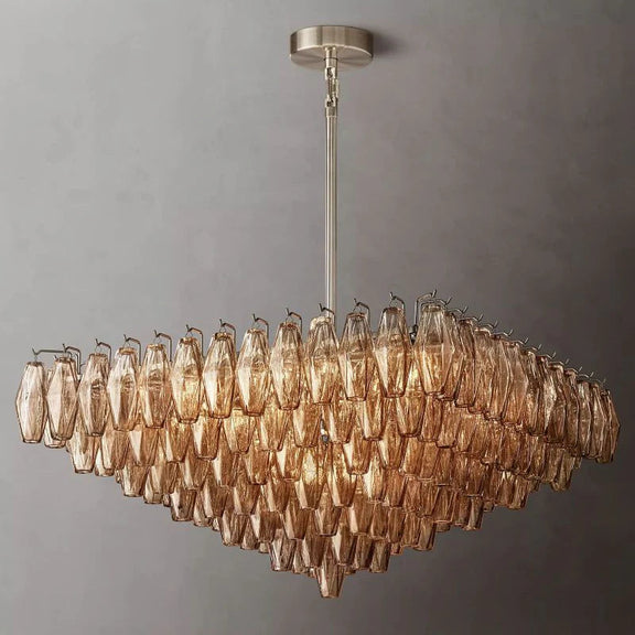 Chiara Glass Multi-Tier Square Chandelier 32"SQ - Franing
