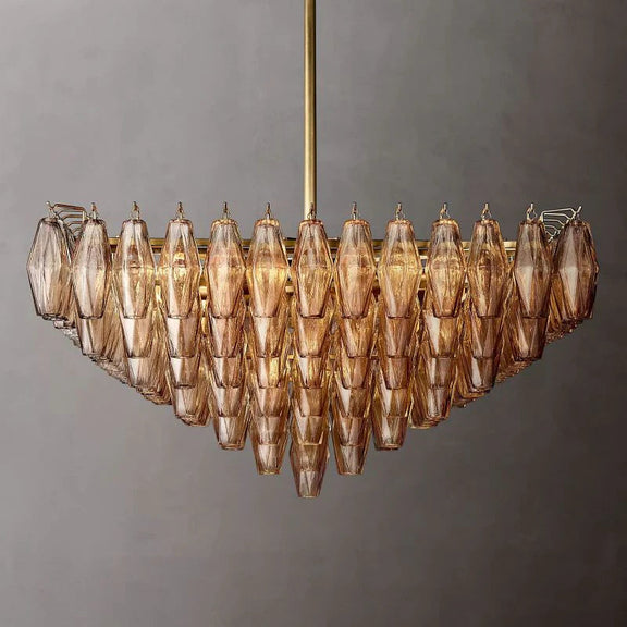 Chiara Glass Multi-Tier Square Chandelier 32"SQ - Franing