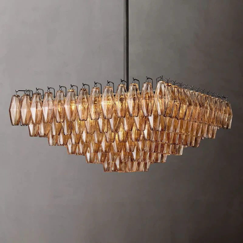 Chiara Glass Multi-Tier Square Chandelier 32"SQ - Franing