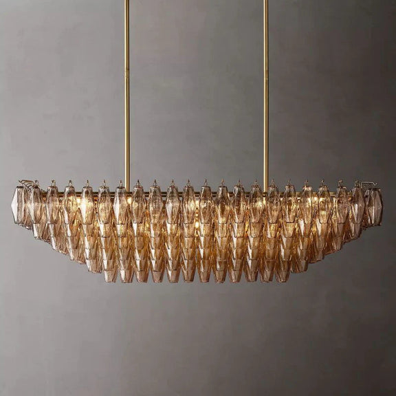 Chiara Glass Multi-Tier Rectangular Chandelier 54"W - Franing