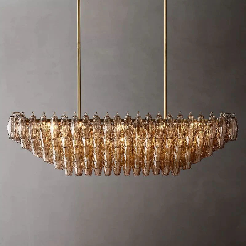 Chiara Glass Multi-Tier Rectangular Chandelier 54"W - Franing