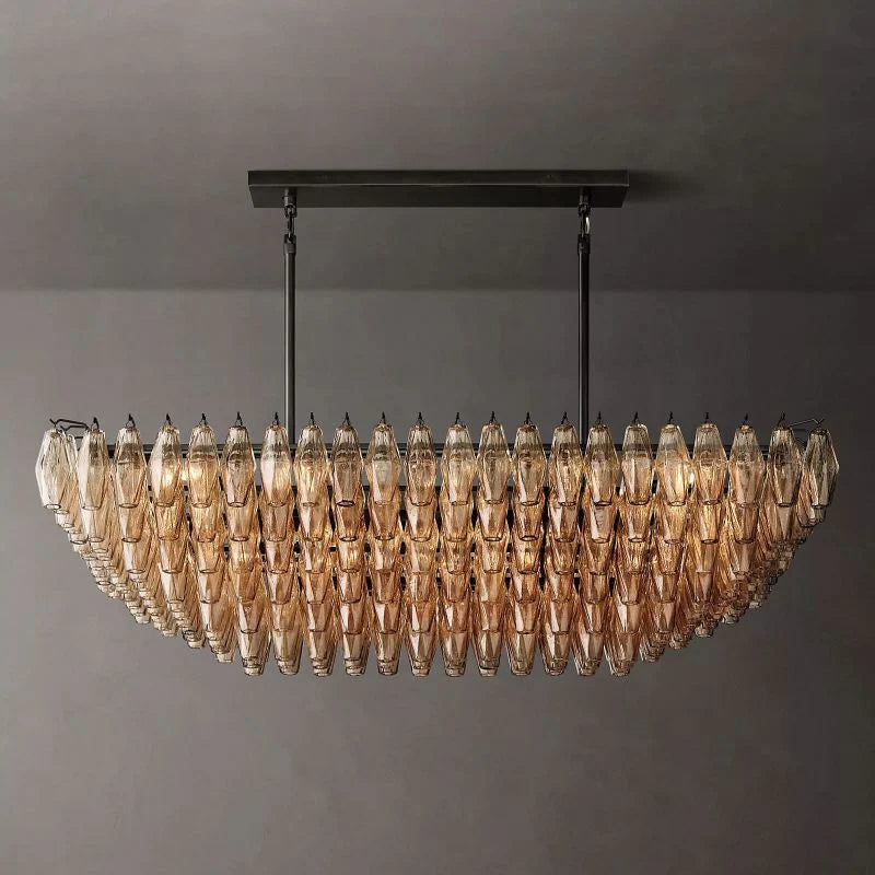 Chiara Glass Multi-Tier Rectangular Chandelier 54"W - Franing