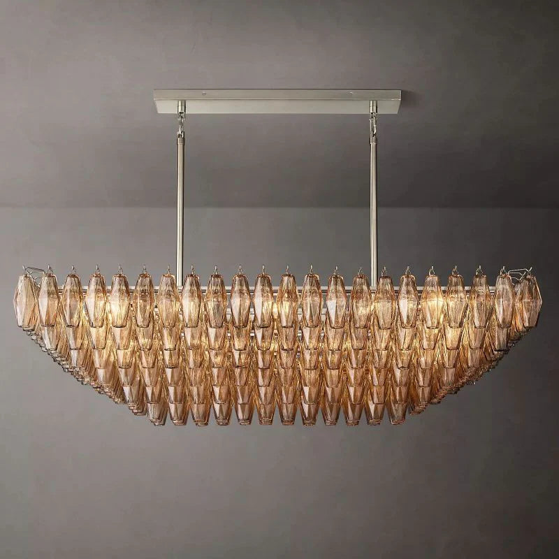 Chiara Glass Multi-Tier Rectangular Chandelier 54"W - Franing